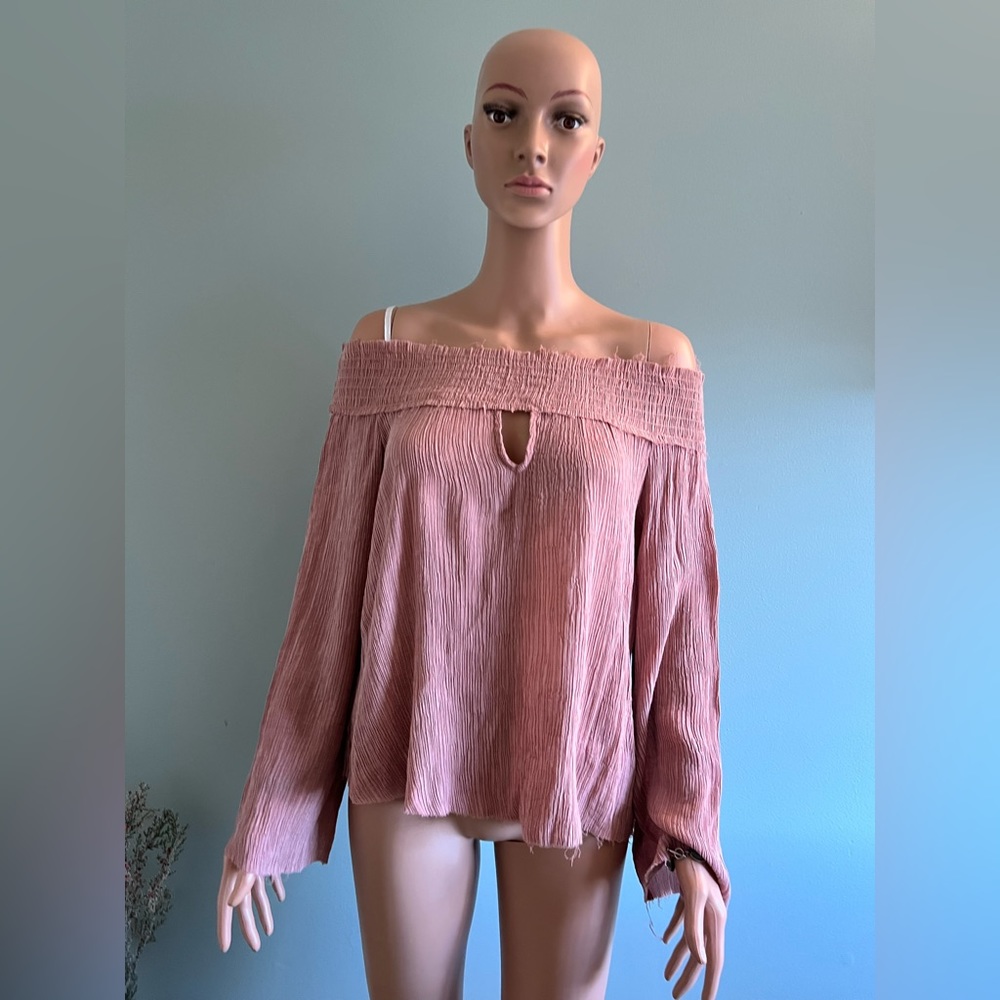 Vintage Havana Womens Pink Off-The-Shoulder Top Shirt M